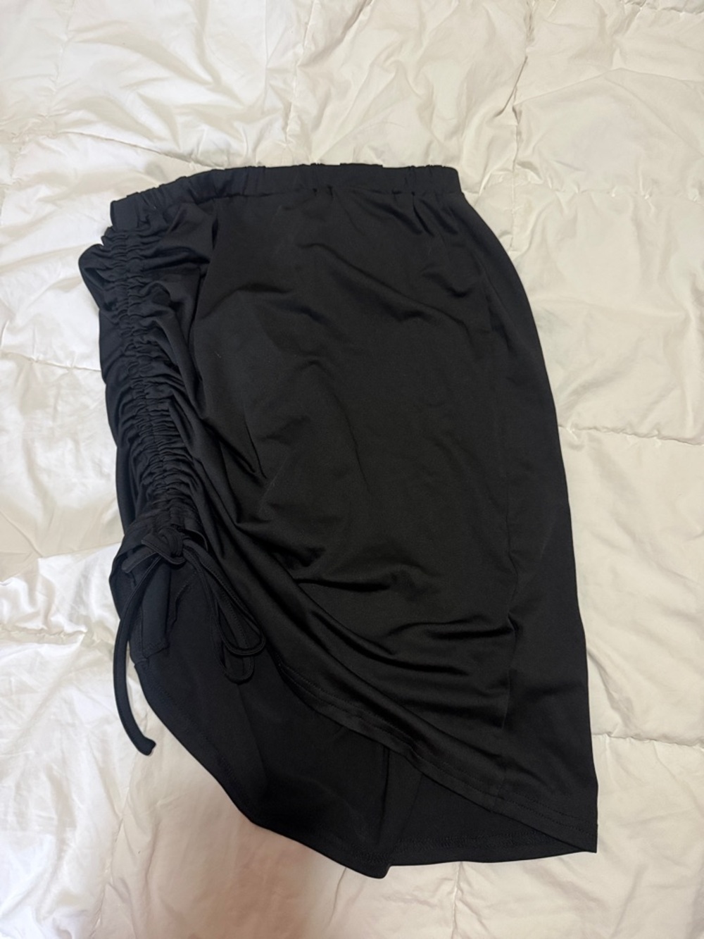 SHEIN Black Stretch Skirt with Side Drawstring